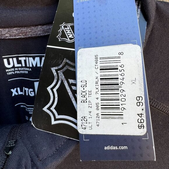 Adidas NHL Ultimate Tee 1/4 Zip Long Sleeve Black Climalite Mens Top New XL - Picture 4 of 10